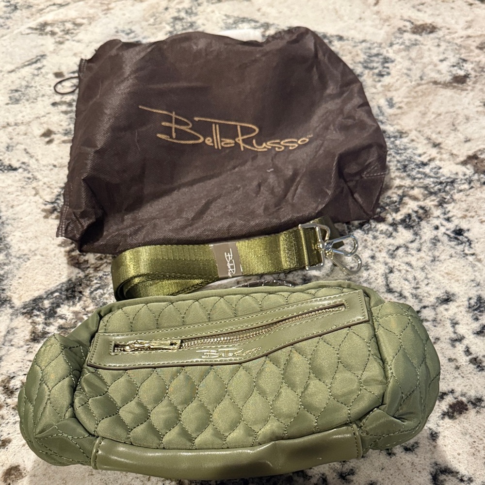 Bella Russo Olive Quilted Crossbody Bag